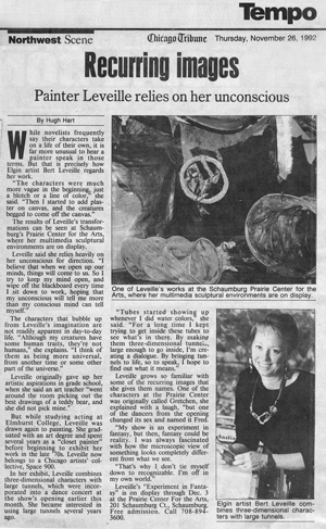 Tribune article of leveille's Totally Tubular" exhibit