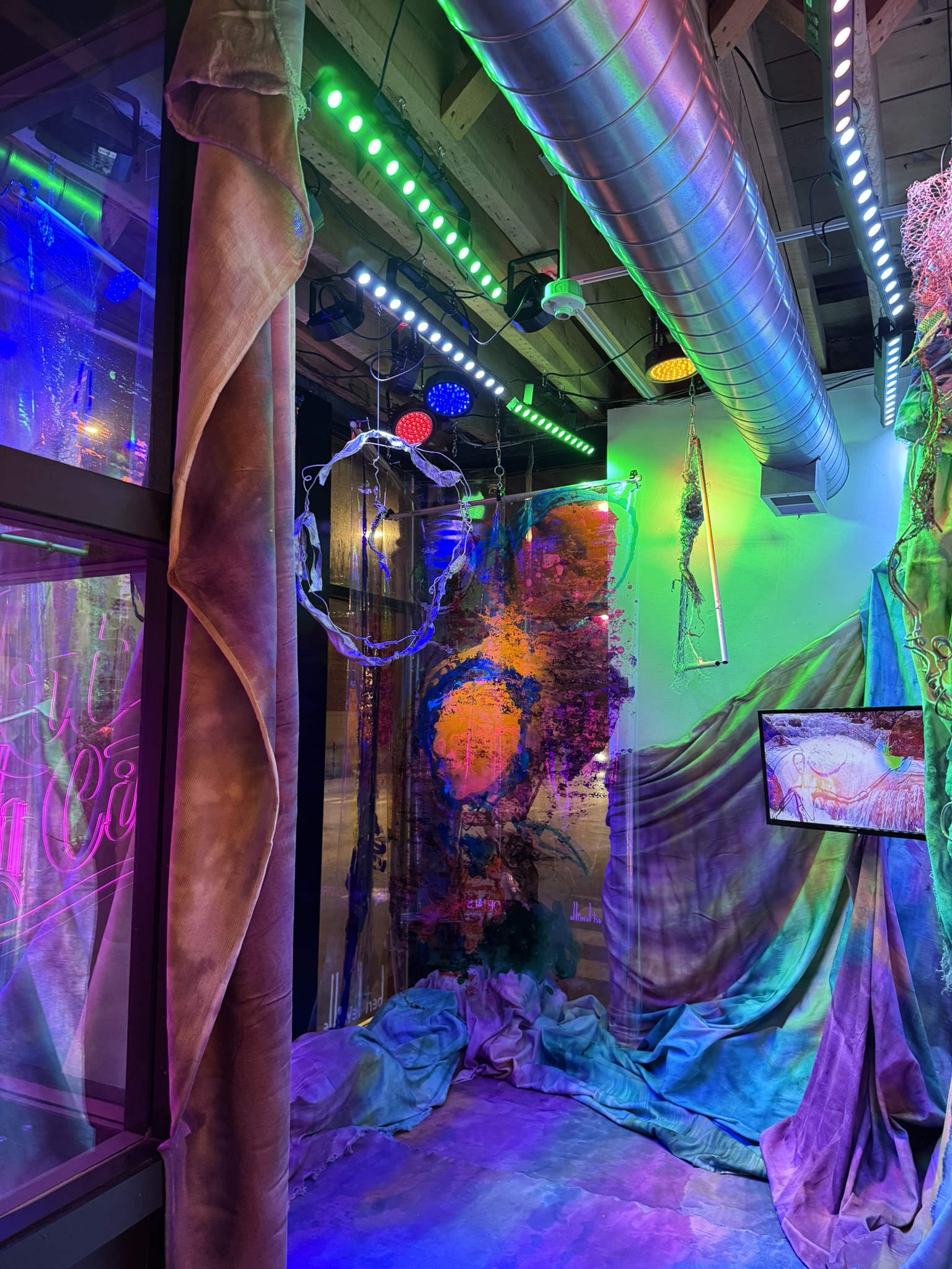 waterfall installation street view at art city