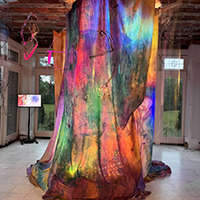 waterfall dance installation at Peabody Mansion in Oak Brook, IL
